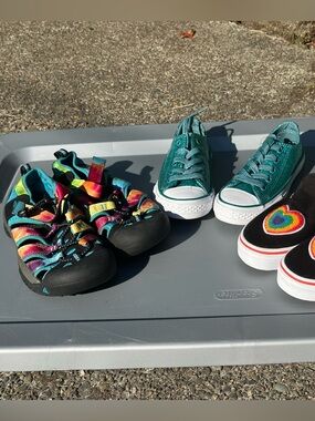2 Pairs Kids shoes; Keen & Converse.